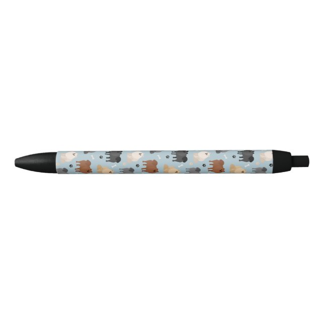 Pomeranian Paw-prints and Dog Bones Pen (Front)