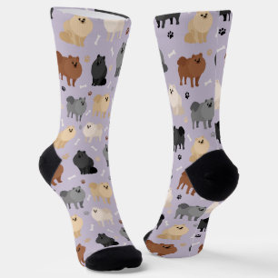 Pomeranian Paw-prints and Dog Bones Socks