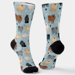 Pomeranian Paw-prints and Dog Bones Socks