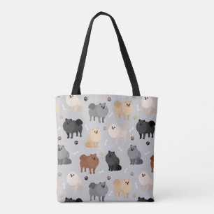 Pomeranian Paw-prints and Dog Bones Tote Bag
