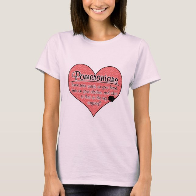 Pomeranian Paw Prints Dog Humor T-Shirt (Front)
