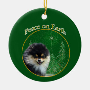 Pomeranian Peace Ceramic Ornament