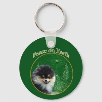 Pomeranian Peace Keychain