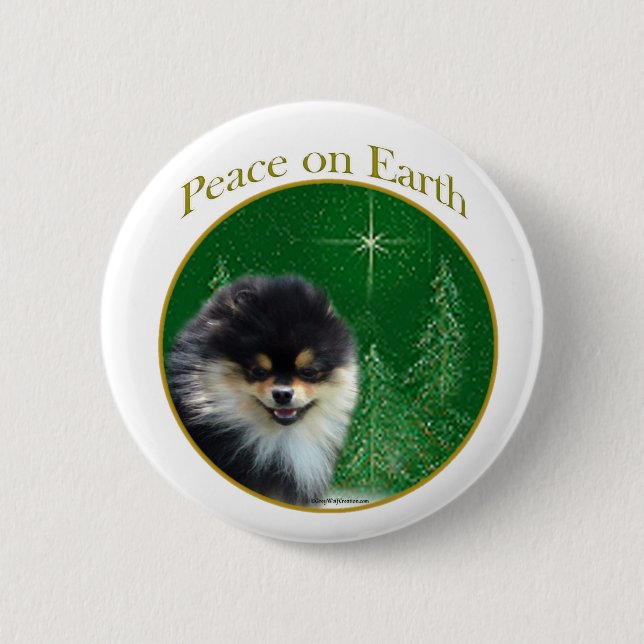 Pomeranian Peace Pinback Button (Front)