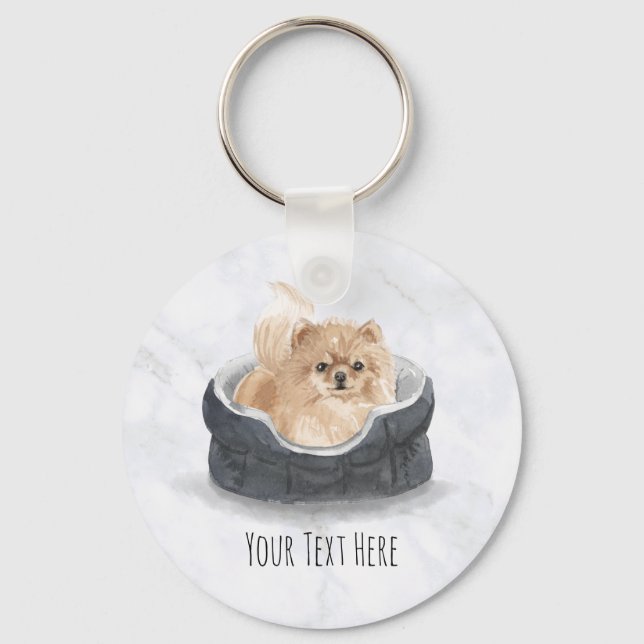 Pomeranian Personalized Keyring (Front)