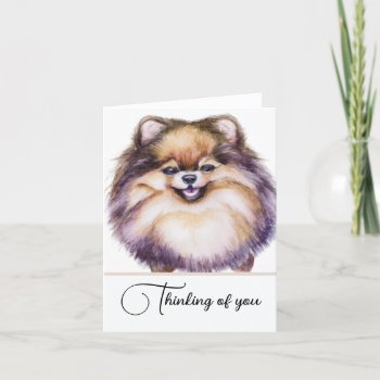 Pomeranian Personalized Thinking Of You Note Card by NightOwlsMenagerie at Zazzle