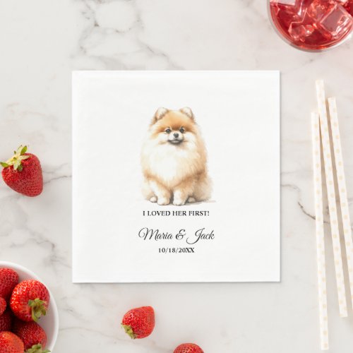 Pomeranian Pet Wedding Full Color  Napkins