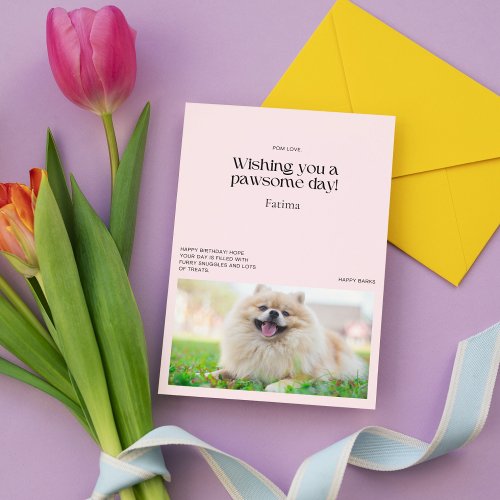 Pomeranian Pink Vibes Custom Birthday Card