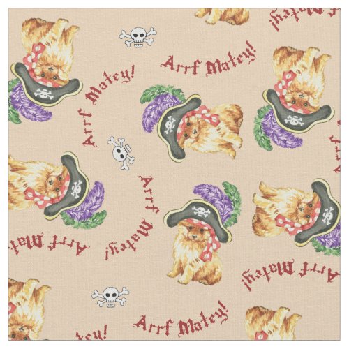 Pomeranian Pirate Fabric