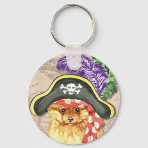 Pomeranian Pirate Keychain