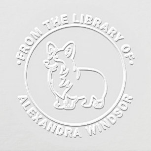Pomeranian Pom Dog Standing SI2 Library Book Name Embosser