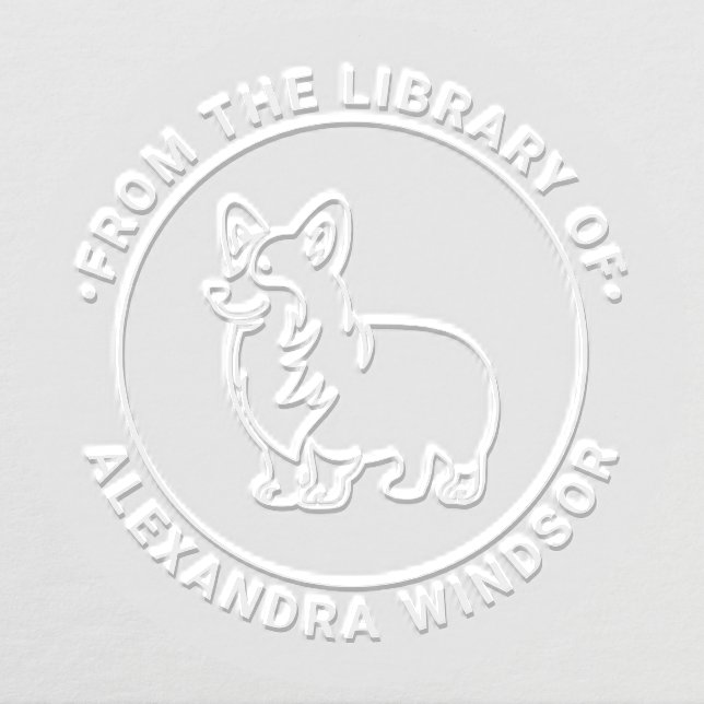 Pomeranian Pom Dog Standing SI2 Library Book Name Embosser (Design)