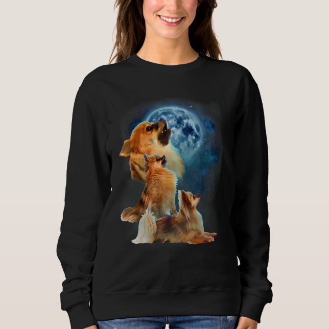 Pomeranian   Pomeranian Howling at the Moon Sweatshirt (Front)