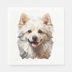 Pomeranian Pomeranian white in polygon style Class Napkins