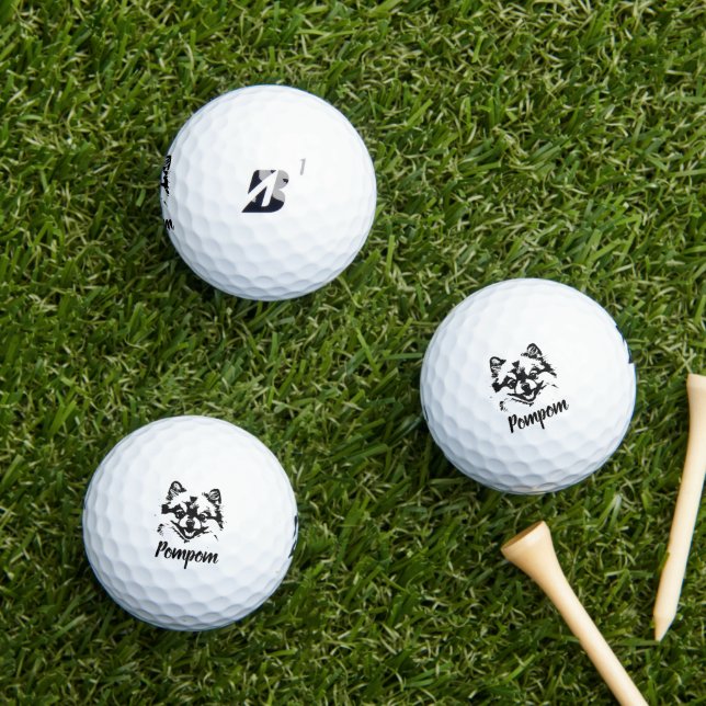 Pomeranian Print Custom Name Signature  Golf Balls (Insitu Grass)