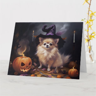 Pomeranian Pumpkins Halloween Scary Card