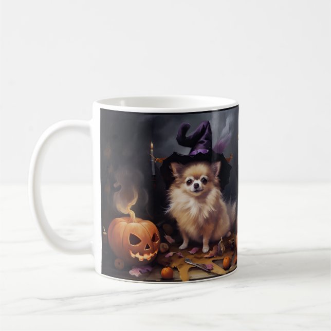 Pomeranian Pumpkins Halloween Scary  Coffee Mug (Left)