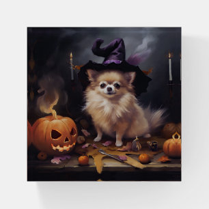 Pomeranian Pumpkins Halloween Scary  Paperweight