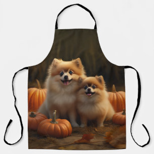 Pomeranian Puppy Autumn Delight Pumpkin Apron