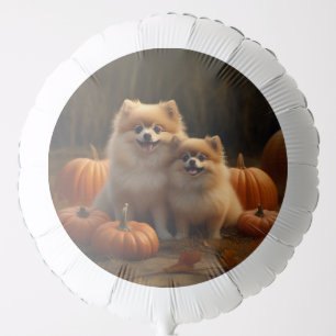 Pomeranian Puppy Autumn Delight Pumpkin Balloon