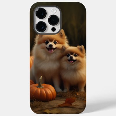 Pomeranian Puppy Autumn Delight Pumpkin Case-Mate iPhone 14 Pro Max Case