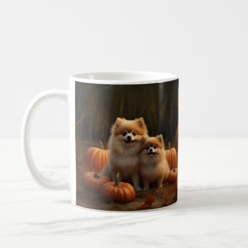 Pomeranian Puppy Autumn Delight Pumpkin Coffee Mug