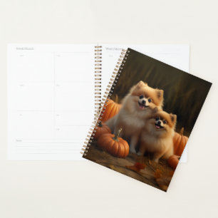 Pomeranian Puppy Autumn Delight Pumpkin Planner