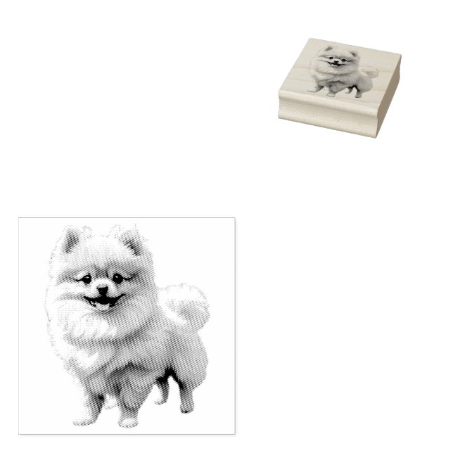 Pomeranian Puppy Rubber Stamp (Stamped)