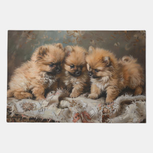 Pomeranian Puppy Trio Vintage Doormat