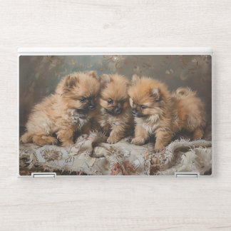 Pomeranian Puppy Trio Vintage HP Laptop Skin