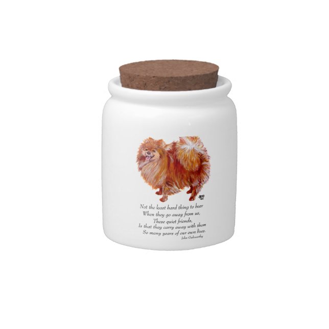 Pomeranian Rainbow Bridge Candy Jar (Front)