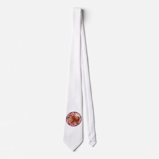 Pomeranian Red White & Blue Neck Tie (Front)