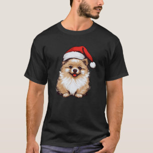 Pomeranian Santa Hat Christmas Pom Dog Lovers Mom T-Shirt