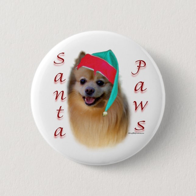 Pomeranian Santa Paws - Button (Front)