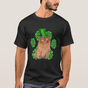 Pomeranian Shamrock Paw Clovers St Patrick's Day T-Shirt