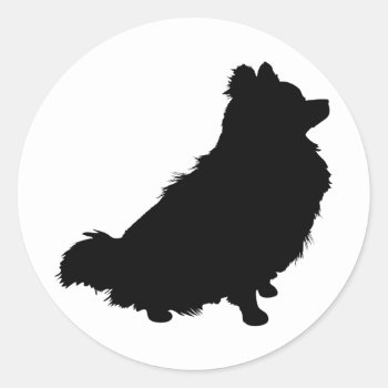 Pomeranian Silhouette Classic Round Sticker by mariabellimages at Zazzle