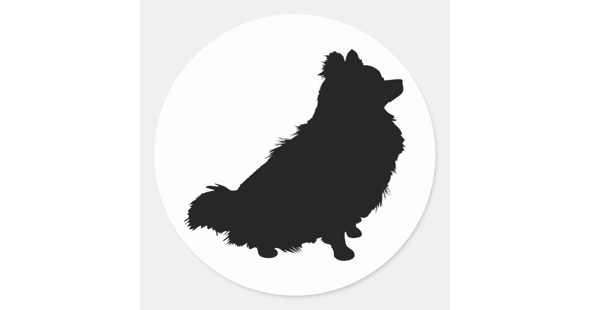 Pomeranian Silhouette Classic Round Sticker | Zazzle