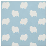Pomeranian Silhouettes Blue and White Patterned Fabric