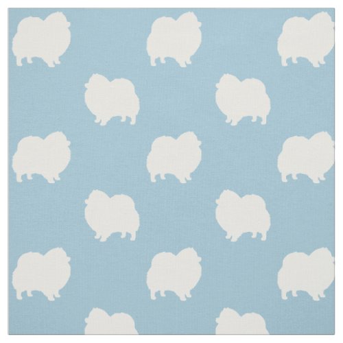 Pomeranian Silhouettes Blue and White Patterned Fabric