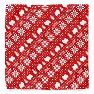 Pomeranian Silhouettes Christmas Pattern Bandana