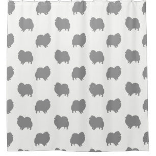 Pomeranian Silhouettes Pattern Shower Curtain
