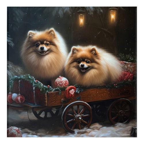 Pomeranian Snowy Sleigh Christmas Decor