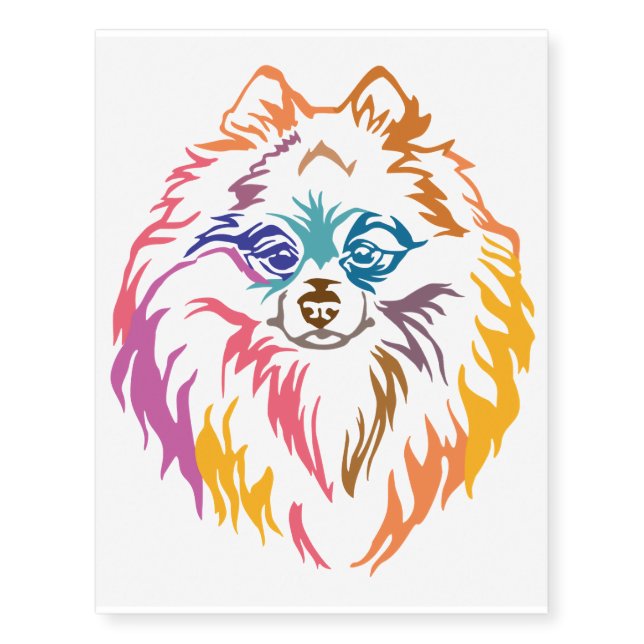 Pomeranian Spitz Dog - Cute Tiny Pomeranian Long Temporary Tattoos (Front)