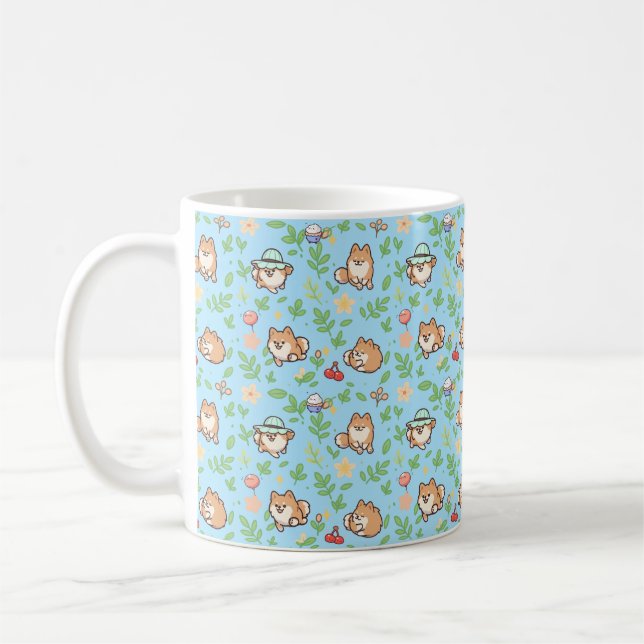Pomeranian Spring Floral Coffee Mug for Dog Lovers (Left)