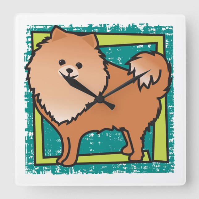 Pomeranian Square Wall Clock (Front)