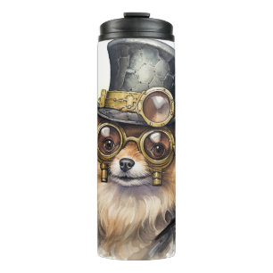 Pomeranian Steampunk Dog Thermal Tumbler