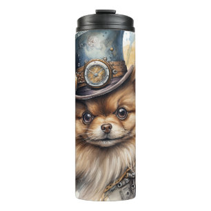 Pomeranian Steampunk Dog Thermal Tumbler