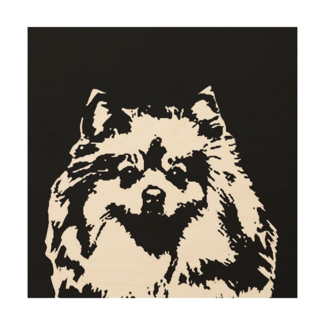 Pomeranian Stencil Wood 12"x12" Wall Art (Front)