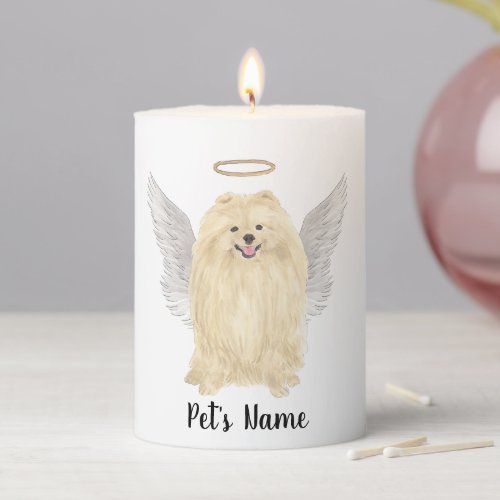 Pomeranian Sympathy Memorial Pillar Candle