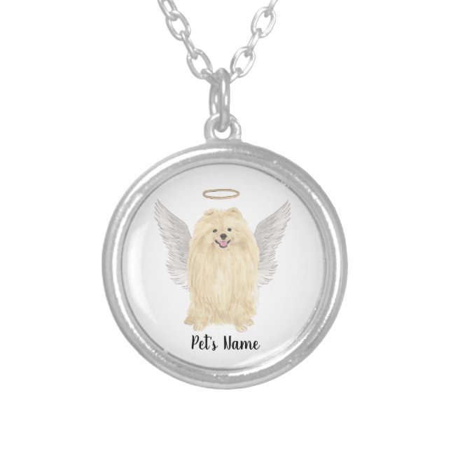 Pomeranian Sympathy Memorial Silver Plated Necklace (Front)